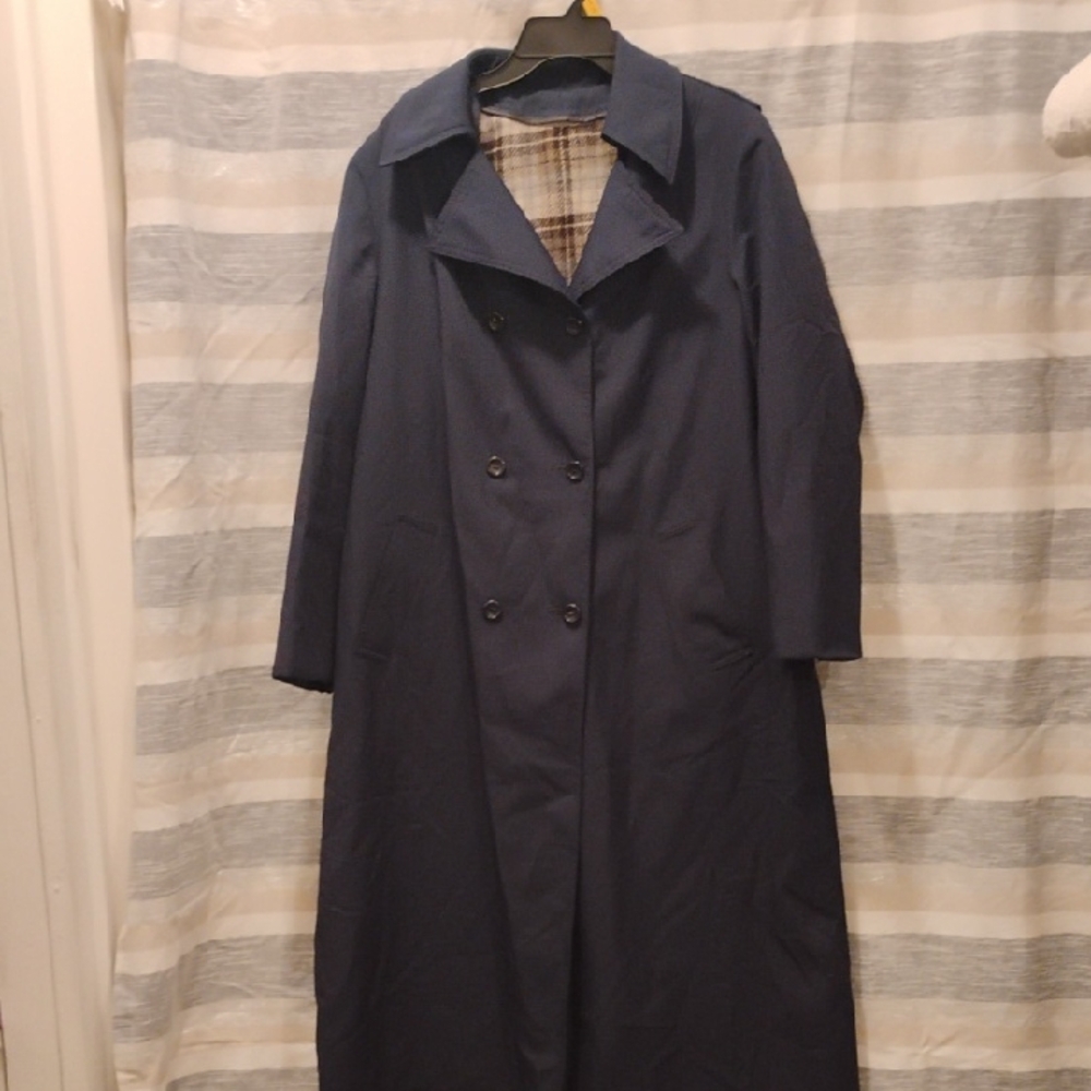 Navy Double-Breasted Women's Coat